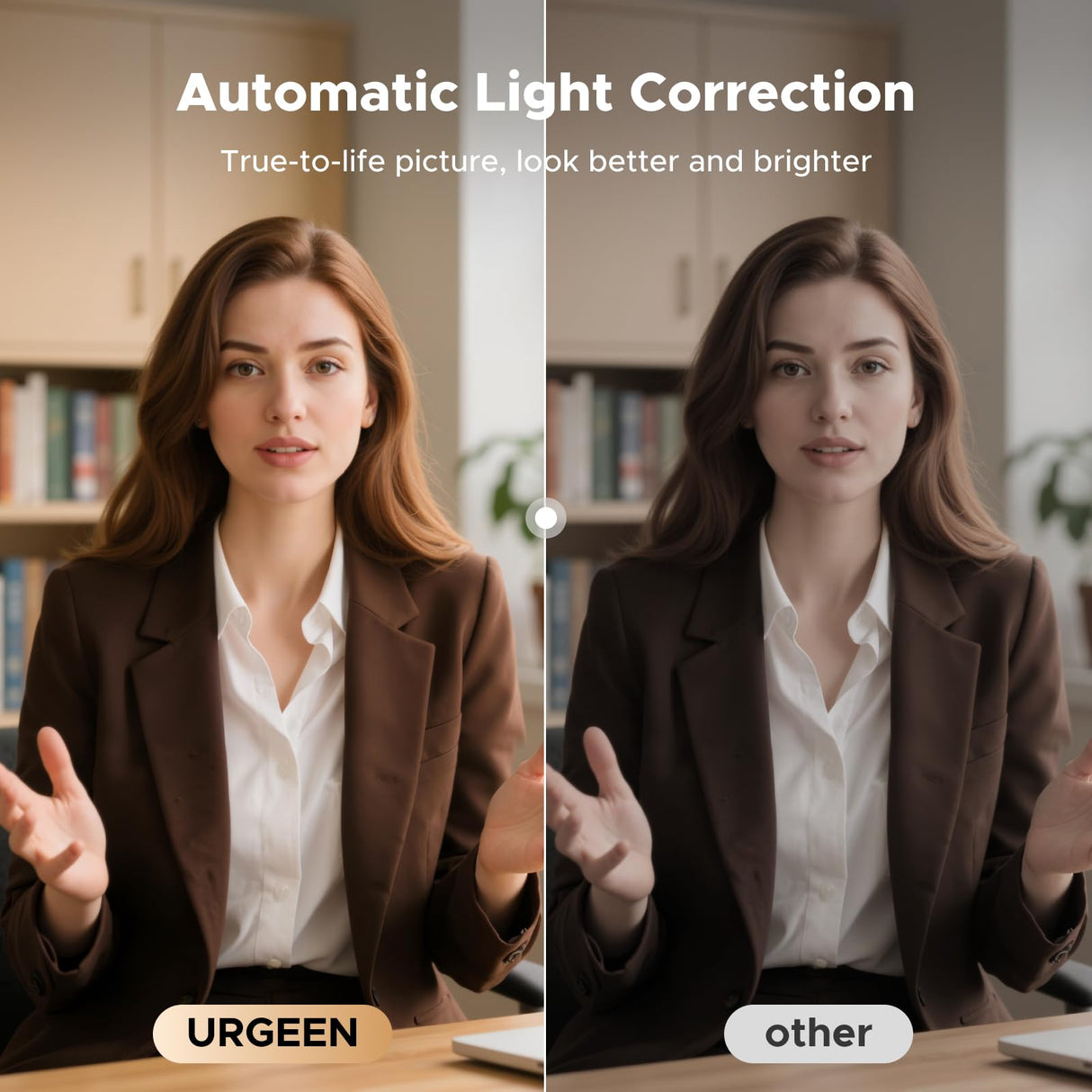 كاميرا ويب UGREEN بدقة 4K للكمبيوتر مع ميكروفون وغطاء خصوصية وزاوية تصوير 70° (CM831 – 65381)