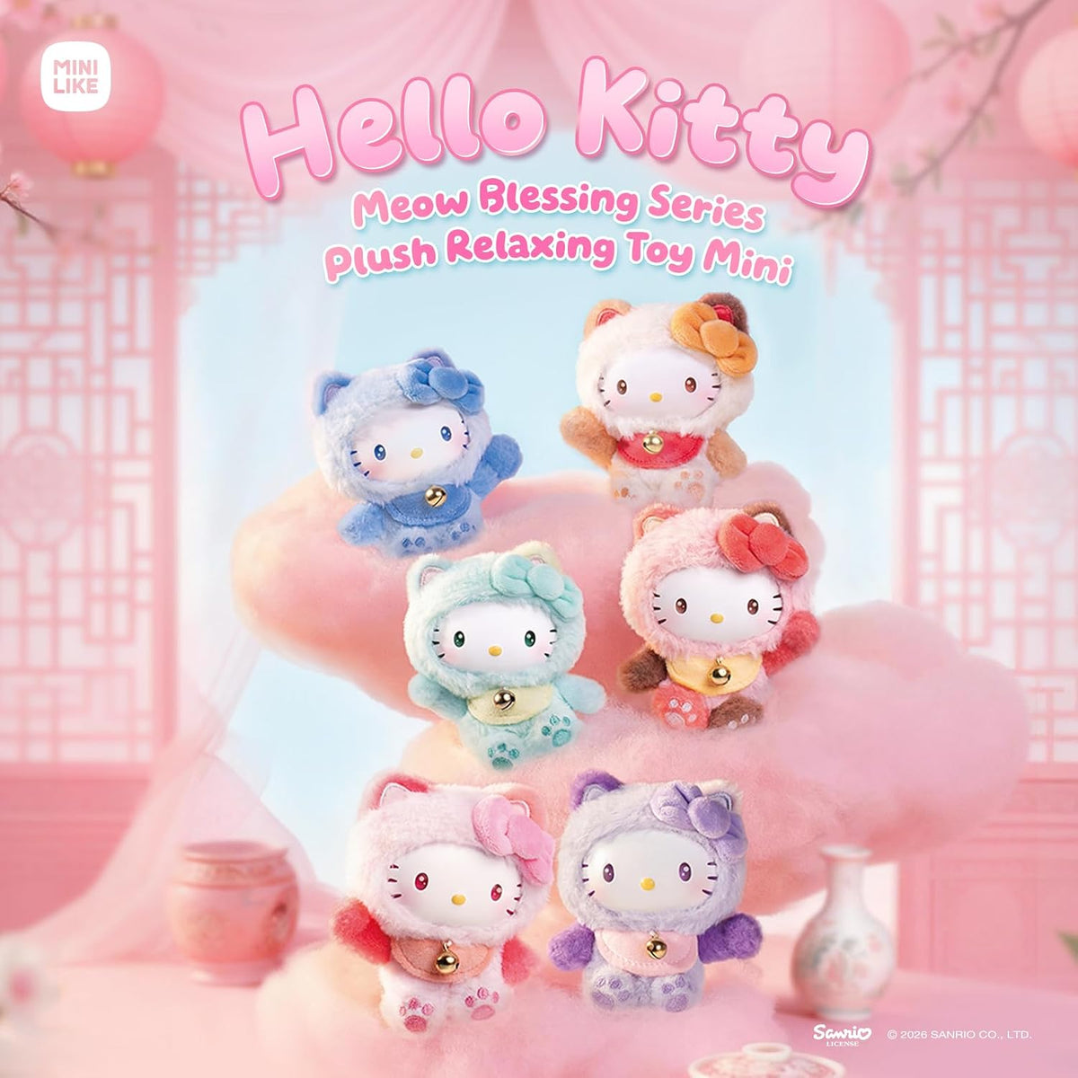 Hello Kitty Style Meow Blessing Series Plush Relaxing Toy Mi - 3.15 inch (Blind Box) selling per piece - 25MR-018