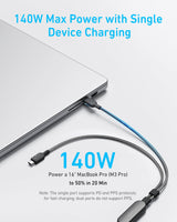 Anker 2-in-1 USB-C to USB-C Cable 140W (1.2m/4ft) A8895H11 - Black