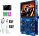 R36S Retro Handheld Video Game Console 3.5 Inch 64GB - Transparent Blue