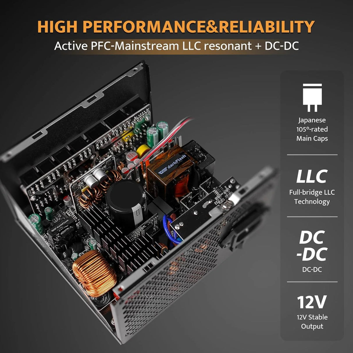 Dark Flash Perfectmost 850W ATX 3.1 PCIe 5.1 80 Plus Gold Power Supply