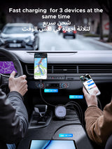 يوجرين شاحن سيارة سريع بقدرة خمسة وسبعين واط مع كابل قابل للسحب من نوع سي ومنفذ إضافي، لون رمادي فضائي