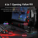 Redragon S101 PC Gaming Keyboard and Mouse Combo, Mousepad, Headset with Mic