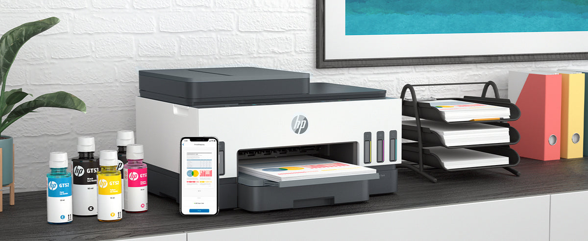HP Smart Tank 750 AIO - 15ppm / 4800dpi / A4 / USB / LAN / Wi-Fi / Bluetooth / Color Inkjet - Printer / 6UU47A
