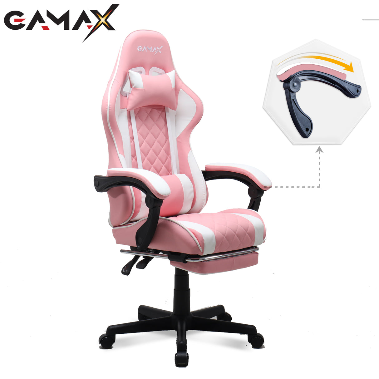 Gamax Offer: Gamax Gaming Chair Model 1-LT001L with Linkage Function Armrest & Retactable Footrest With Z5-1160 Carbon Fiber Gaming Table 100*60*75cm with RGB Light & MousePad ( Installation not included )