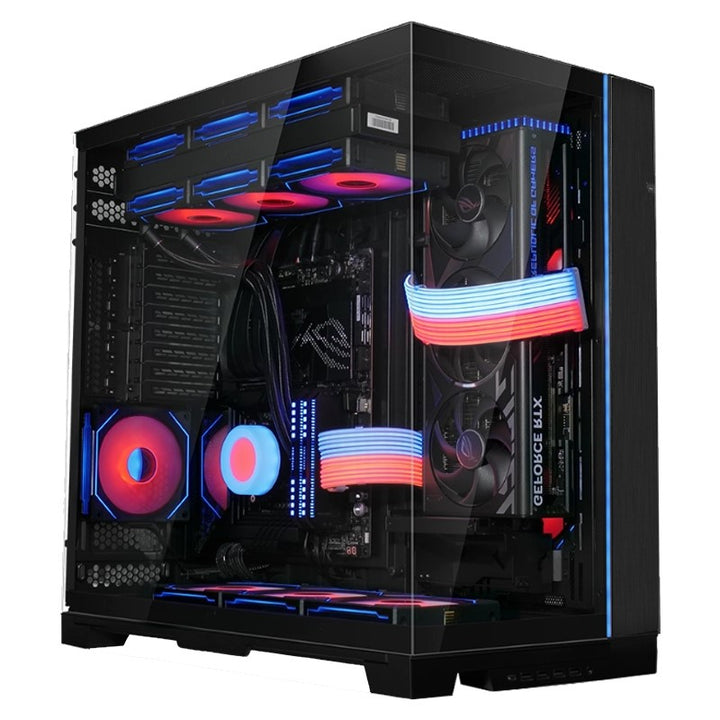 كيس LIAN LI O11 Dynamic EVO XL RGB – فل تاور زجاج حراري – أسود (بدون مراوح)