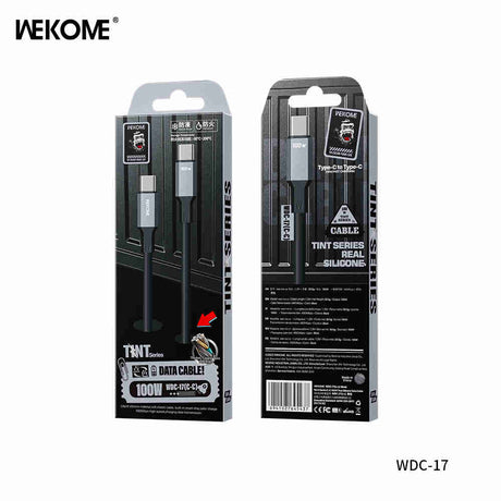WEKOME WDC-17 Tint II Series True Silicone 100W Data Cable Type-C to Type-C - Black