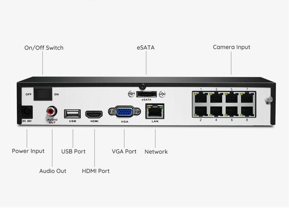Reolink RLN8-410-2T – جهاز تسجيل شبكي PoE بـ 8 قنوات وقرص صلب 2 تيرابايت ودعم دقة حتى 16 ميجابكسل