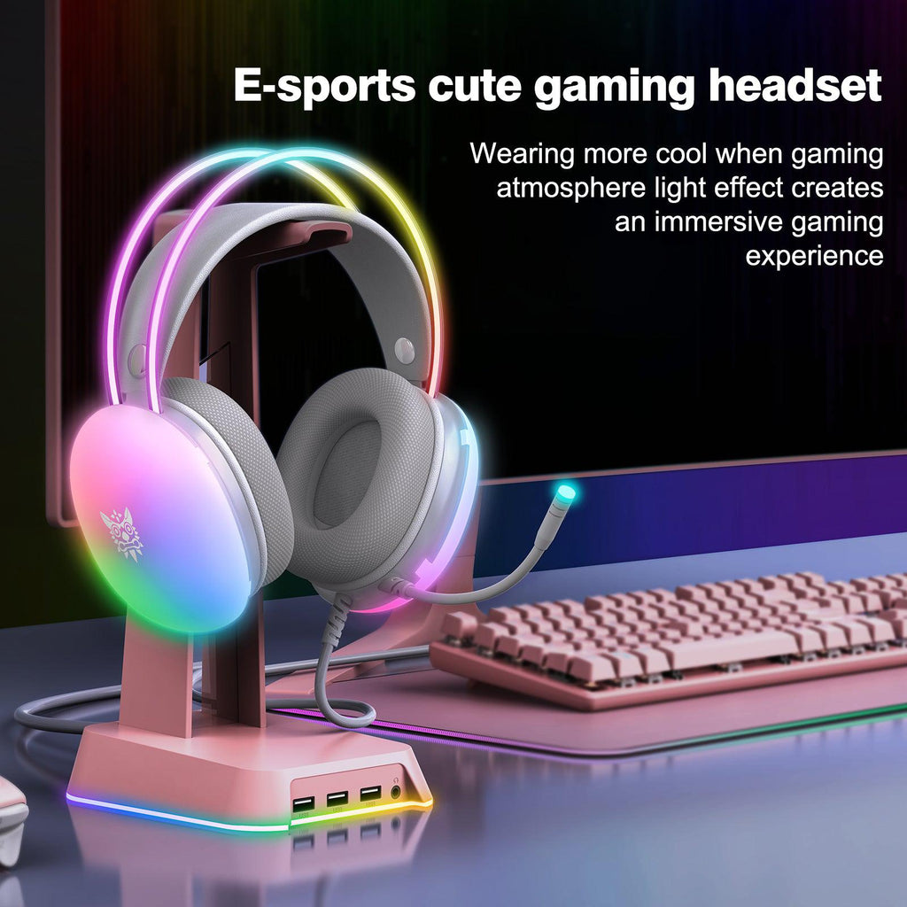 سماعة الألعاب ONIKUMA X25 RGB – أبيض