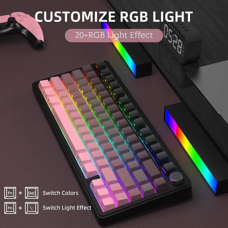 ATTACK SHARK X85 Tri-Mode 75% Gasket mounted Mechanical Keyboard - BlackBerry White Jade switch