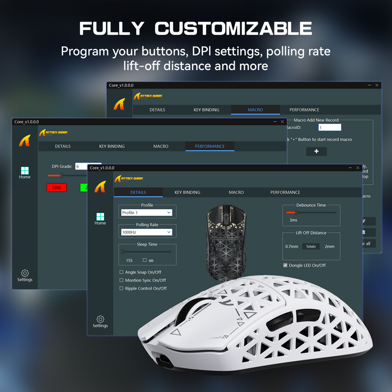 ATTACK SHARK R5 Ultra 39g SUPERLIGHT Carbon Fiber Wireless 8K PAW3950MAX Gaming Mouse PAW3950MAX up to 42000 DPI - White