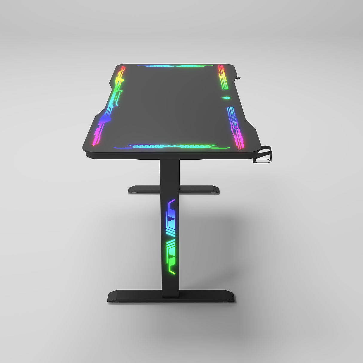 Gamax P206 Tempered Glass Surface Gaming Table 120*60*74 cm with Mousepad & Full RGB - Black (Installation Not Included)