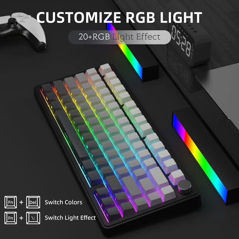 لوحة مفاتيح ميكانيكية ATTACK SHARK X85 بتصميم 75% مع اتصال Tri-Mode وتركيب Gasket-Mounted - Gradient Black White Jade Switch