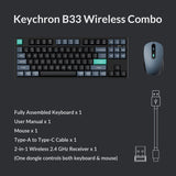 كومبو كيبورد Keychron B33 عربي وماوس BM25 لاسلكي، بتصميم ٨٠٪ TKL – أسود وأخضر