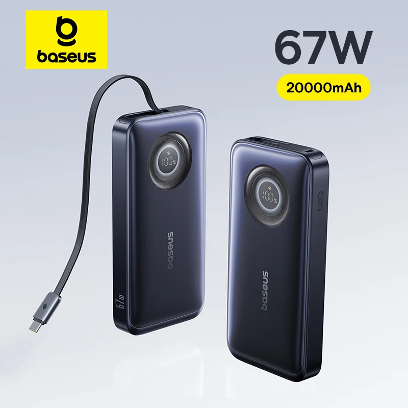 Baseus EnerCore CR11 Power Bank with Retractable Cable 20000mAh 67W - Cosmic Black
