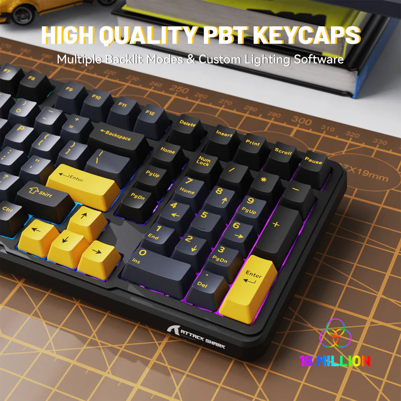 ATTACK SHARK X98 Tri-Mode 102-Keys Wireless Mechanical Keyboard - Star Black (Arabic)