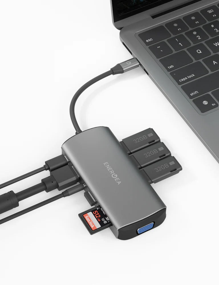 ENERGEA ALUHUB MAX,11 IN 1  ALUMINIUM ALLOY CHARGING HUB - GUNMETAL