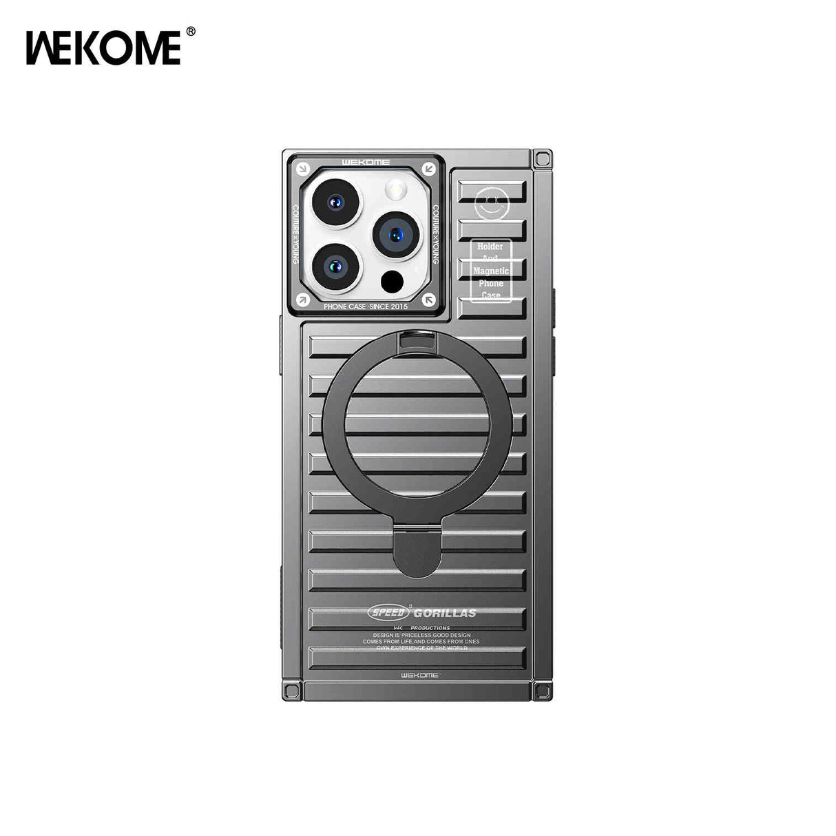 WEKOME WPC-033 Gorillas Series Magnetic Phone Case Silver oil Electroplated for Iphone 15 Pro Max