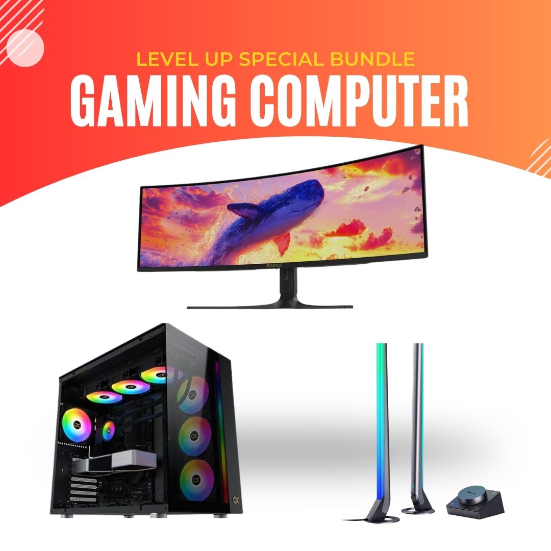 بندل ألعاب احترافي – معالج Intel Core i9-14900KF/ كرت شاشة RTX 5080/رام 32 جبجابت مع شاشة ساديس OLED حجم 49" الترا وايد/ 240Hz/0.3ms و إضاءة مكتبية RGBIC من Govee