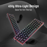 Redragon Fizz Pro K616 60% Wireless RGB Mechanical Gaming Keyboard (Red Switch) - Black
