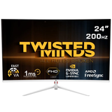 Twisted Minds 23.6" FHD, VA, 200Hz, 1ms Curved Gaming Monitor - White