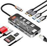 محطة إرساء موسيل 10 في 1 USB-C | شحن سريع بقدرة 100 واط | HDMI بدقة 4K 60 هرتز، RJ45، USB، SD/TF، ​​صوت | متوافقة مع MacBook و iPad