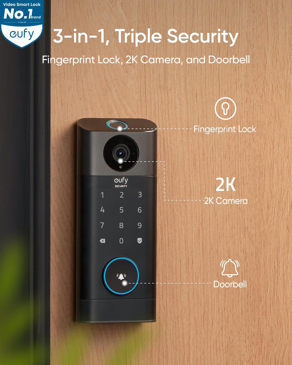 Eufy Video Smart Lock FingerPrint & Wi-Fi -Black