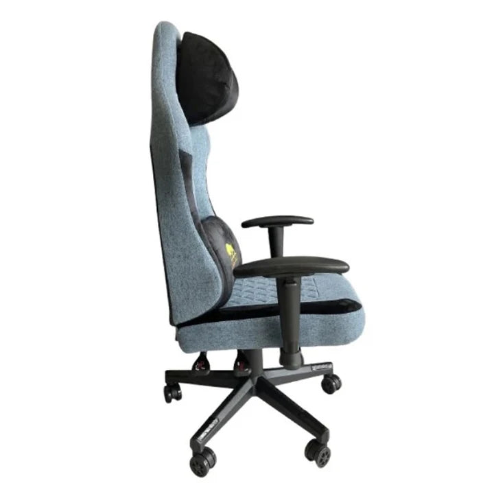 Gaming Chair With Molded Headrest Up & Down - Fabric ,Blue- Black By Black Bull