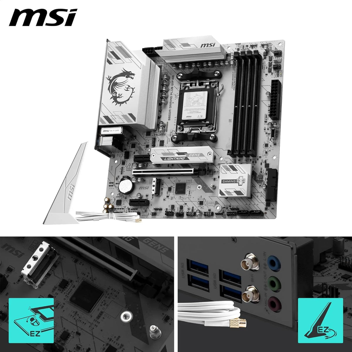 MSI B850M Gaming Plus WiFi 6E, AI mATX AM5 Motherboard
