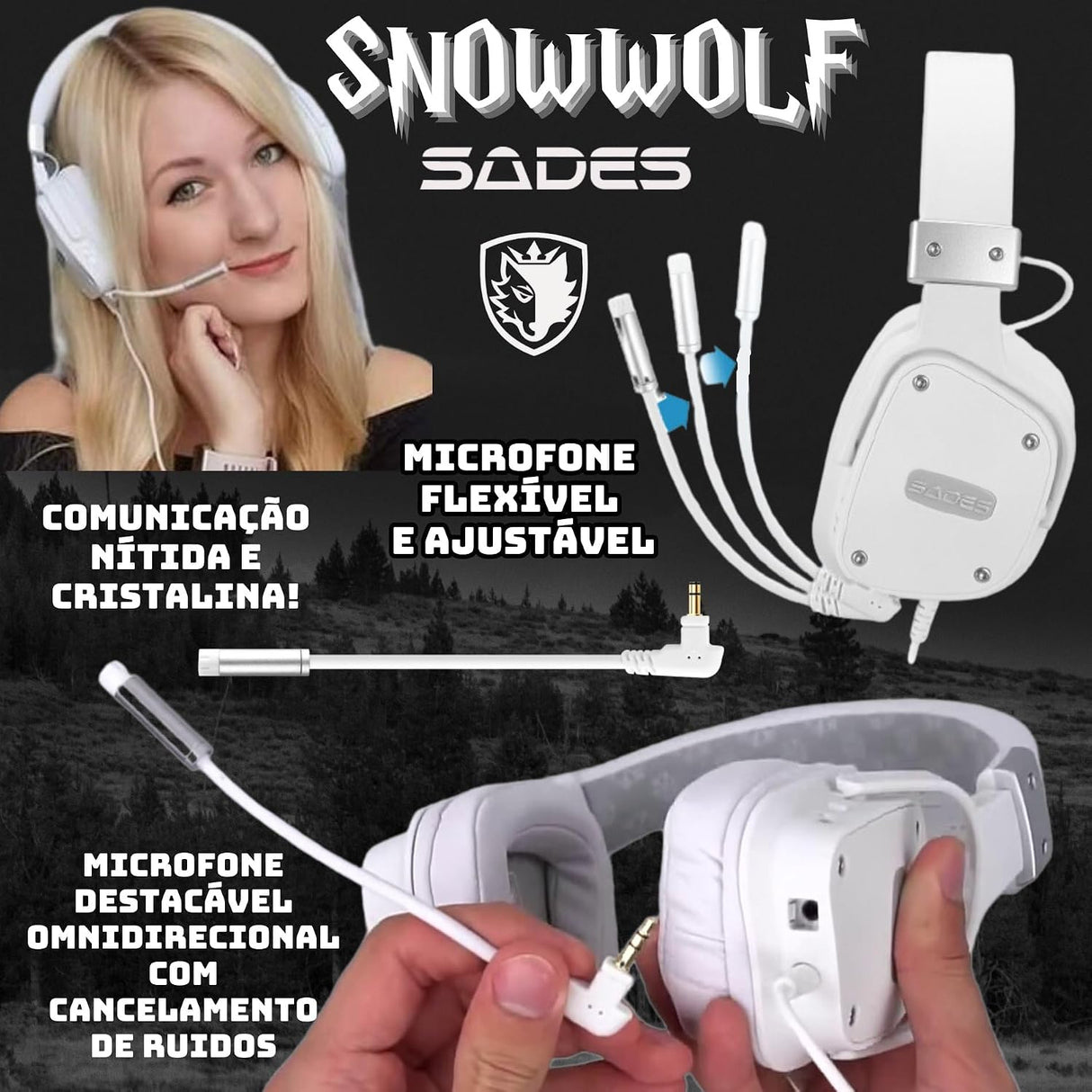 SADES SNOWWOLF GAMING HEADSET SA-722S