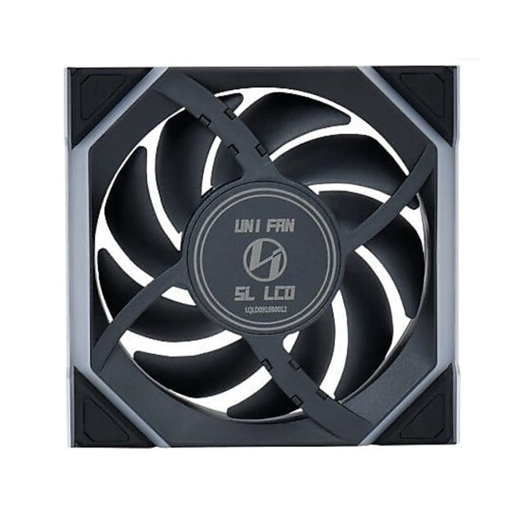 مراوح LIAN LI UNI FAN SL اللاسلكية مع شاشة LCD وشفرات عكسية 120mm ARGB (حزمة 3) – أسود