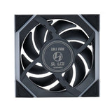 مراوح LIAN LI UNI FAN SL اللاسلكية مع شاشة LCD وشفرات عكسية 120mm ARGB (حزمة 3) – أسود