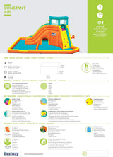 BESTWAY 5.65M X 3.73M X 2.65M TIDAL TOWER MEGA WATER PARK (Contents:1 slide, 1 blower(stakes included), 1 repair kit (multiple assorted patches), 1 storage bag,13 bouncer stakes, 1 waters spraying hose,) Age 5+ / 53385