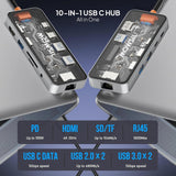 محطة إرساء موسيل 10 في 1 USB-C | شحن سريع بقدرة 100 واط | HDMI بدقة 4K 60 هرتز، RJ45، USB، SD/TF، ​​صوت | متوافقة مع MacBook و iPad