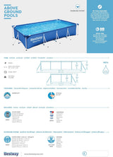 BESTWAY 4.00M X 2.11M X 81CM POOL SET (Contents:Pool, Filter Pump(220-240V), Compatible with Cartridge 58093(I)220-240V)  / 56424