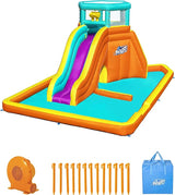 BESTWAY 5.65M X 3.73M X 2.65M TIDAL TOWER MEGA WATER PARK (Contents:1 slide, 1 blower(stakes included), 1 repair kit (multiple assorted patches), 1 storage bag,13 bouncer stakes, 1 waters spraying hose,) Age 5+ / 53385