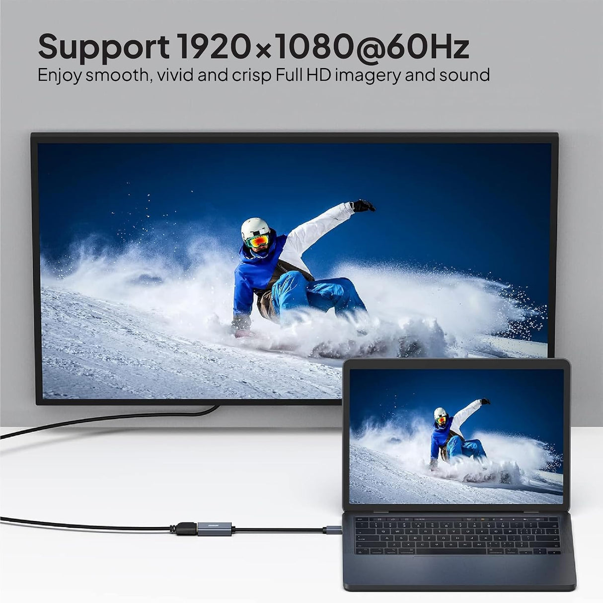 Mowsil Mini DisplayPort to HDMI Adapter – 4K@60Hz, Gold-Plated, Plug & Play for MacBook, PC & TV