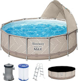 BESTWAY 3.96M X 1.07M POOL SET (Pool, Filter Pump (220-240V), Ladder, Cover, Canopy, Compatible with Cartridge 58094(II)220-240V) 561FY (Installation Not Included)