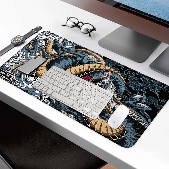 Black Japanese Dragon Waterproof Mousepad
