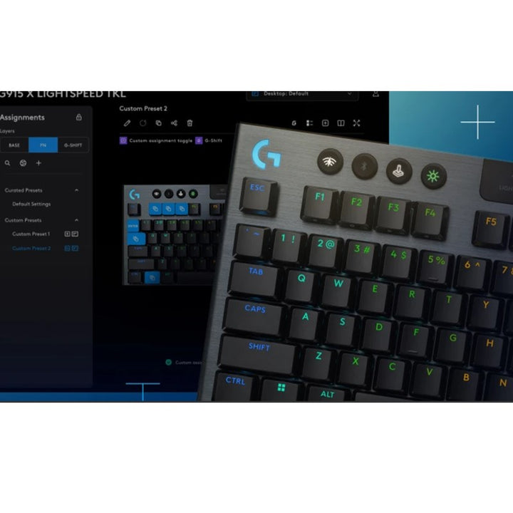 لوجيتيك كيبورد لاسلكي موديل G915 X Lightspeed TKL , الاصدار الانجليزي Tactile - اسود