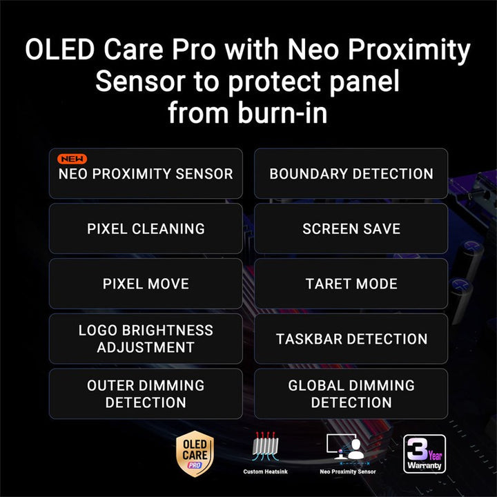 شاشة ألعاب Asus ROG Swift OLED PG27UCDM مقاس 27 بوصة بدقة 4K QD-OLED، معدل تحديث 240 هرتز، وقت استجابة 0.03 مللي ثانية، HDMI 2.1، AMD FreeSync Premium Pro، متوافقة مع G-SYNC - أسود