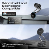 Promate Versatile Ultra-Thin Cradleless 15W MagSafe Compatible Wireless Car Charger  Detachable base  - Black