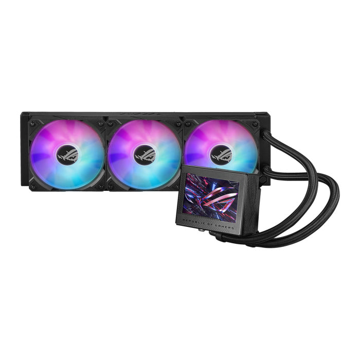 مبرد المعالج السائل Asus ROG Ryujin III 360 ARGB Extreme Gen 2 باللون الأسود مع شاشة LCD بحجم 3.5 بوصة ومراوح مغناطيسية Daisy-Chainable