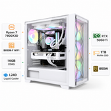 Custom Gaming PC Ryzen 7 7800X3D, RTX 5060 Ti, 16GB DDR5, 1TB NVMe, Windows 11 Pro