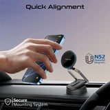 Promate Versatile Ultra-Thin Cradleless 15W MagSafe Compatible Wireless Car Charger  Detachable base  - Black