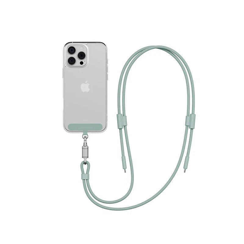 Energea LASSO LANYARD C-C CABLE 480MBPS, 240W WITH LANYARD CARD 1.5M -SAGE