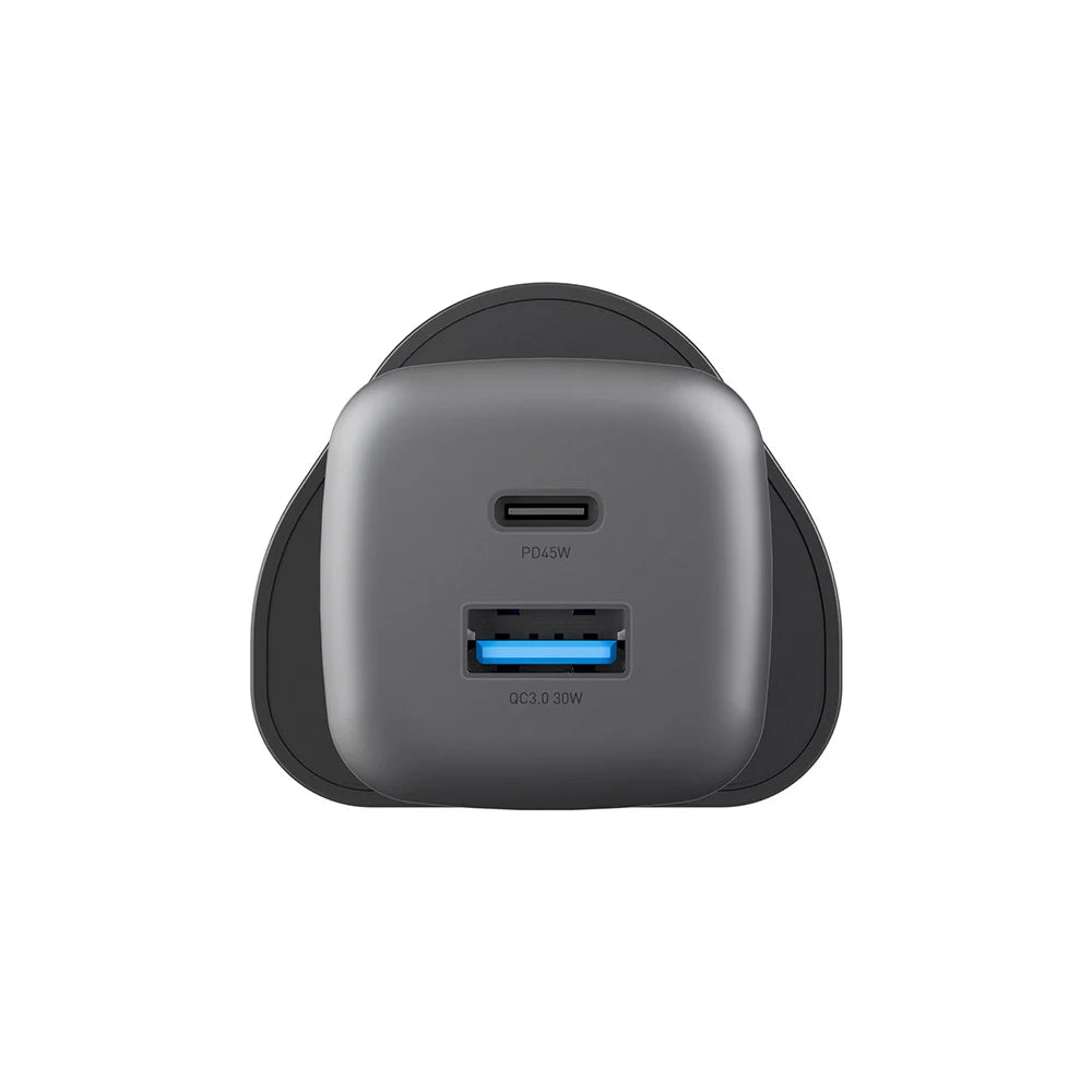 Energea AMPCHARGE MINI 45, PD/PPS/QC3.0 GAN WALL CHARGER, 45W (UK) - GUNMETAL (EOL)