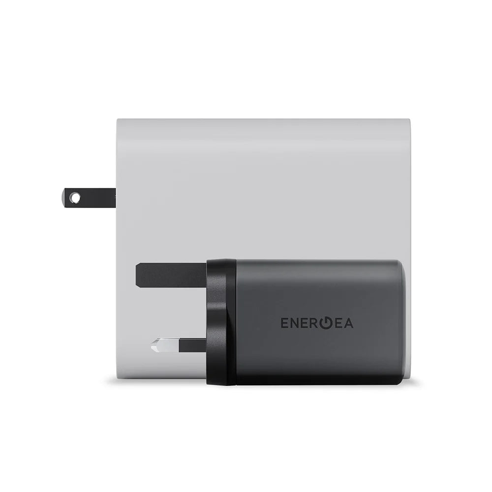 شاحن حائط Energea AMPCHARGE MINI 100، 2C1A PD/PPS/QC3.0 GAN، بقوة 100 واط (المملكة المتحدة) - لون رمادي معدني