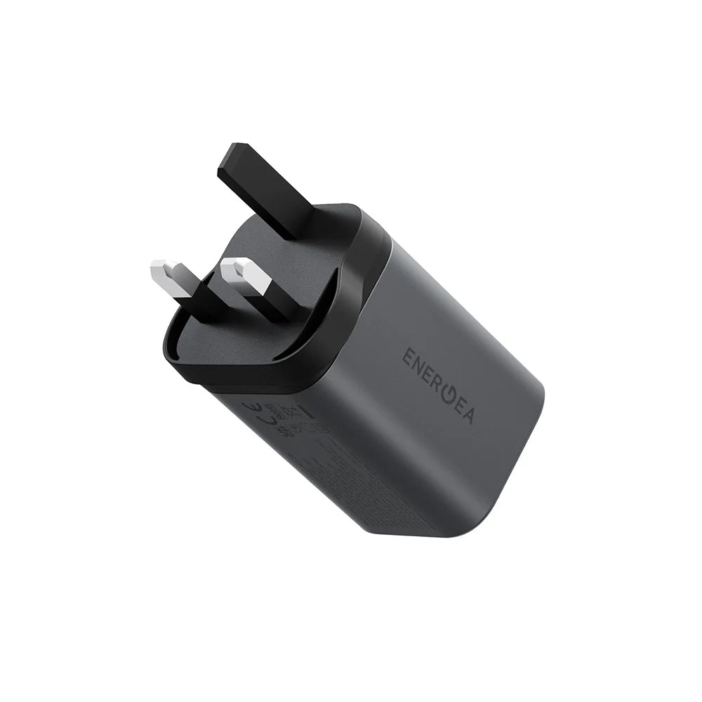 شاحن حائط Energea AMPCHARGE MINI 100، 2C1A PD/PPS/QC3.0 GAN، بقوة 100 واط (المملكة المتحدة) - لون رمادي معدني