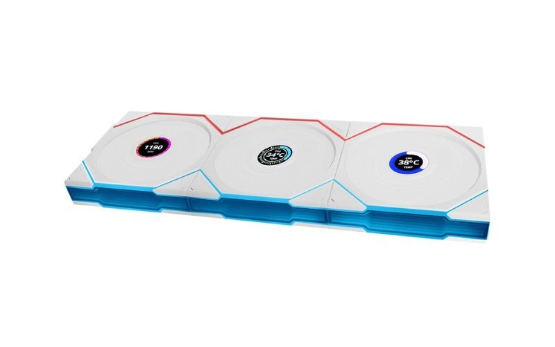 LIAN LI UNI FAN TL Wireless LCD Reverse Blade 120mm ARGB Case Fans with 1.6” LCD Screen (3 Pack)- WHITE